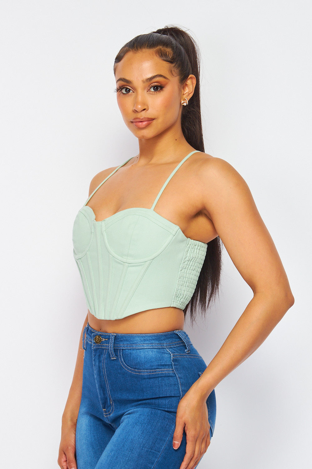 There She Goes Bustier Corset Cami Crop Top