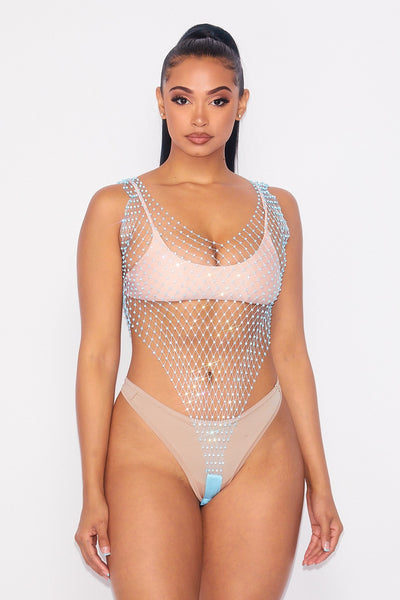 Girls Night Out Sheer Jewel Netted Bodysuit