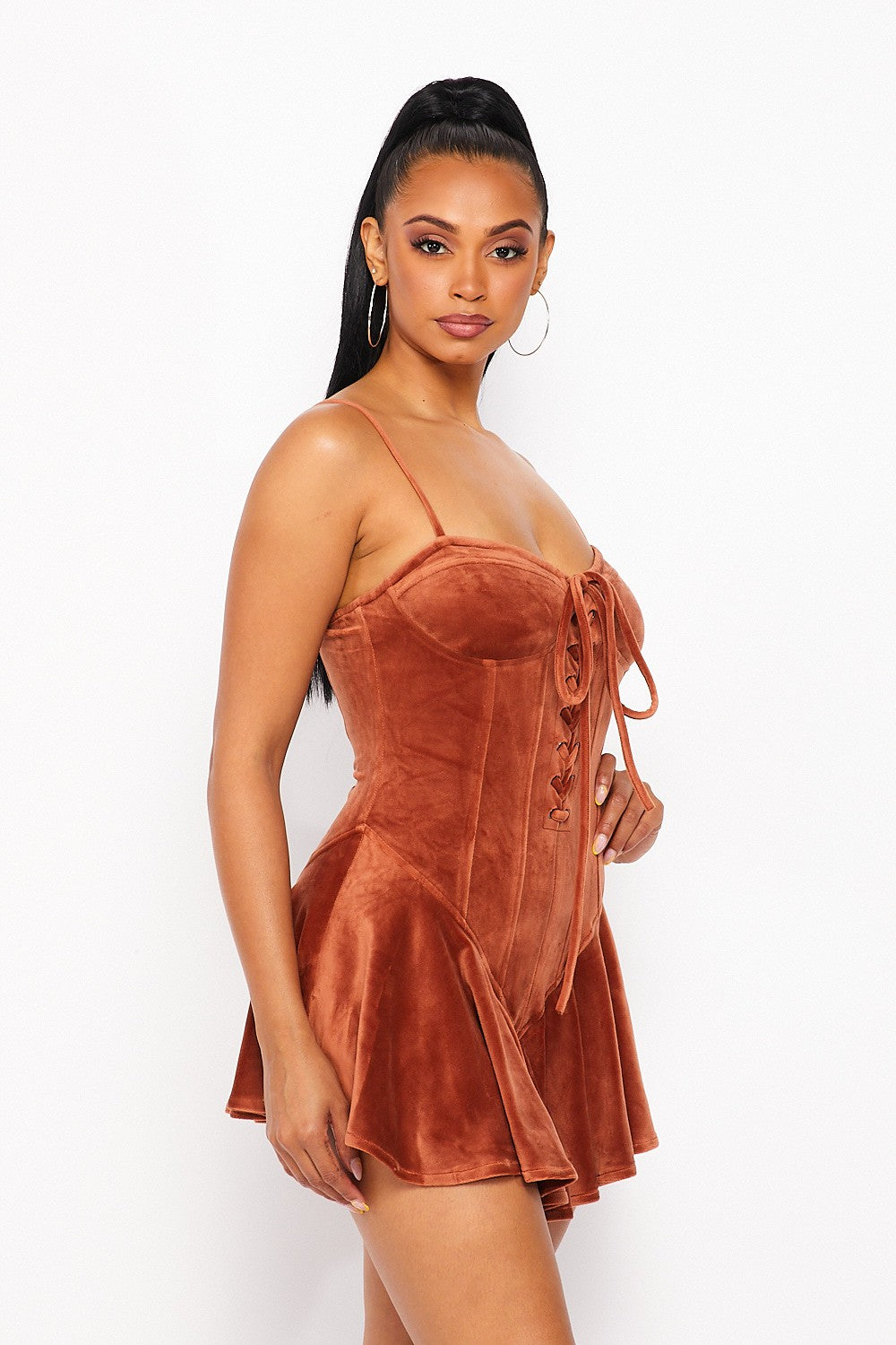 Fit and Flare Velour Dress