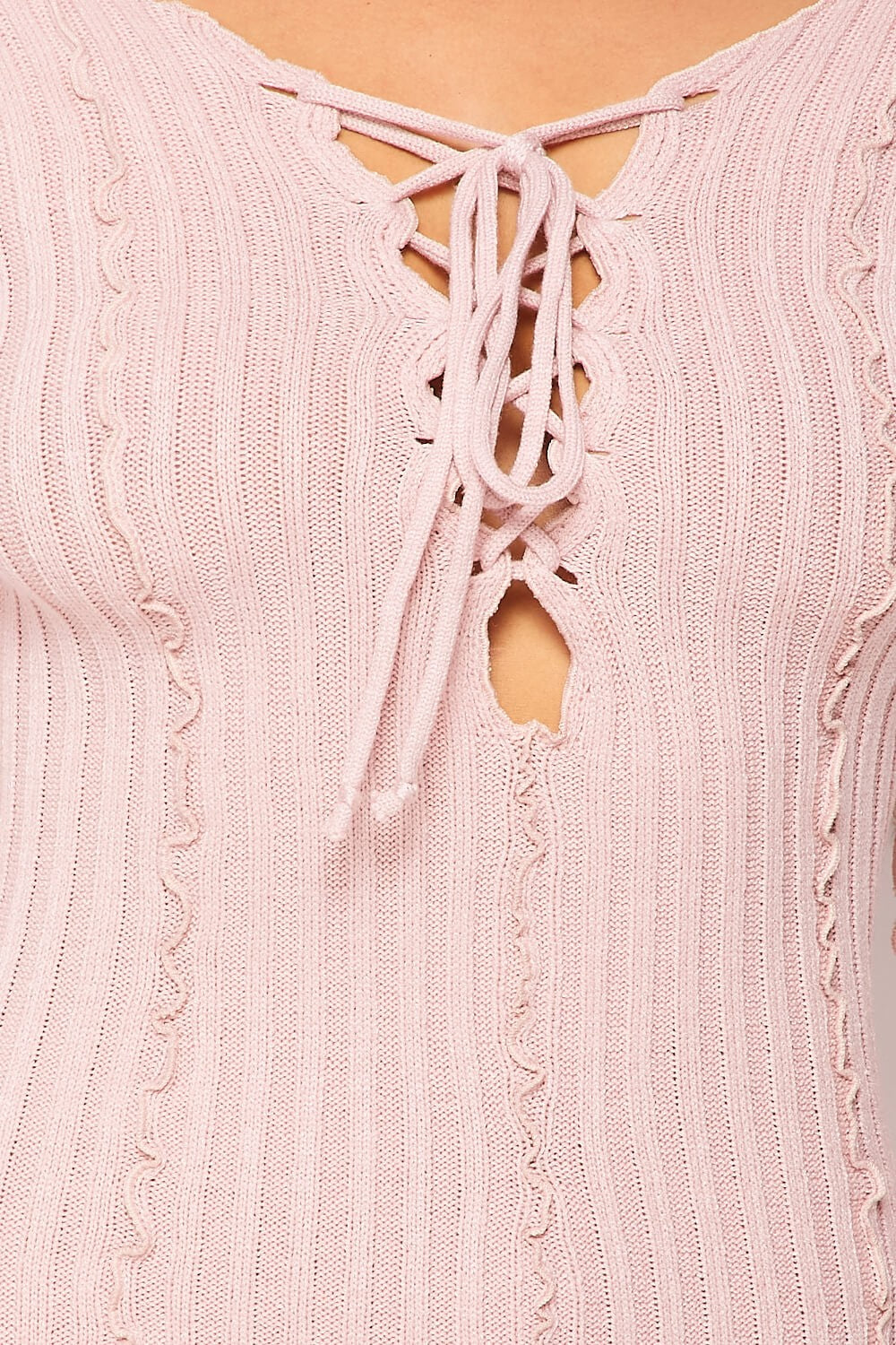 Pretty Details Lace-Up Neckline Dress