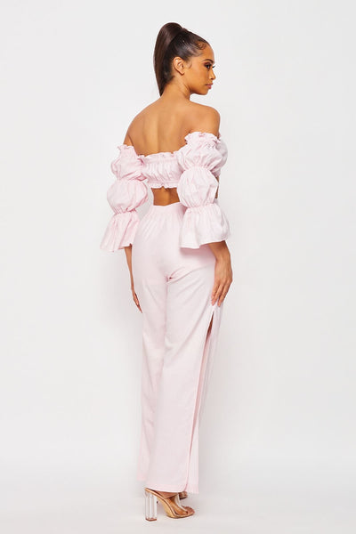 Sweet Emotions Two Piece Crop Top and Pant Set