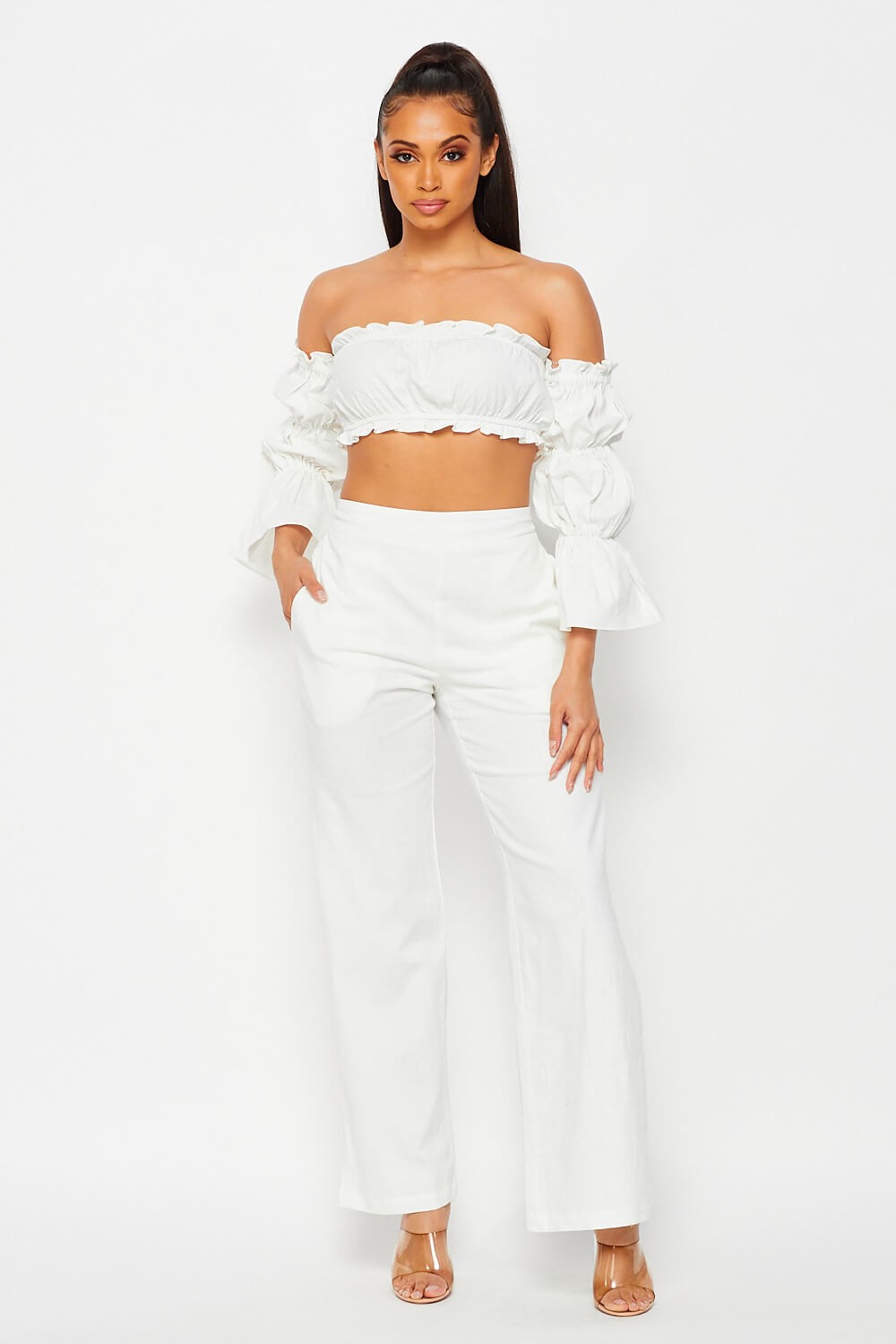 Sweet Emotions Two Piece Crop Top and Pant Set