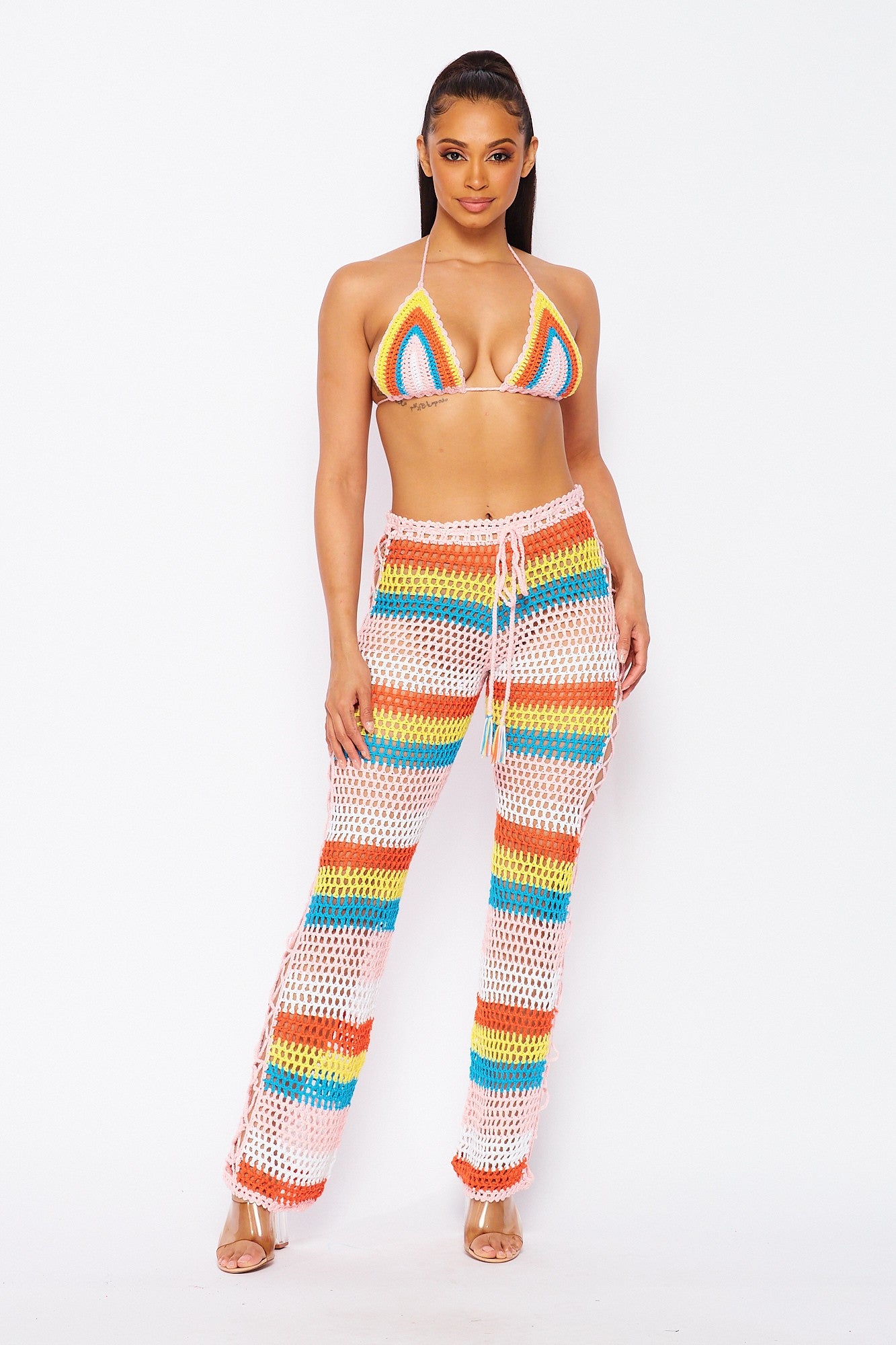 Let's Get Away Crochet Two Piece Cover Up Pant Set