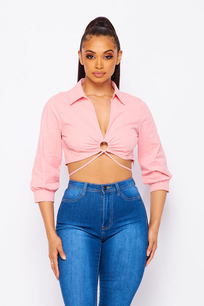 Romantic Thoughts Cropped Collard Top