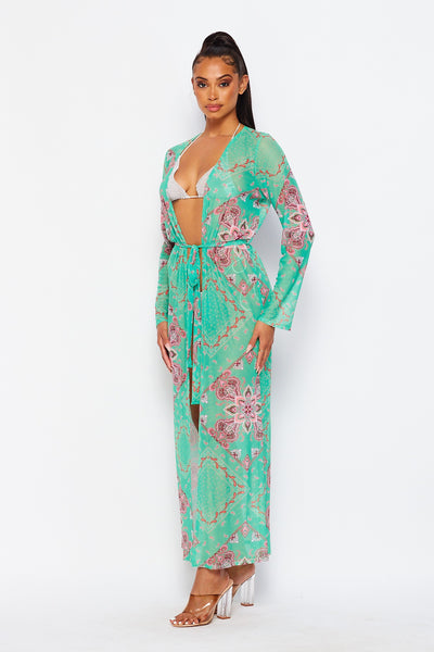 Katie Paisley Print Duster Cardigan
