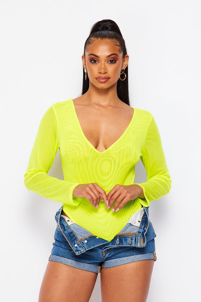 Emma Mesh Plunge Neck Bodysuit