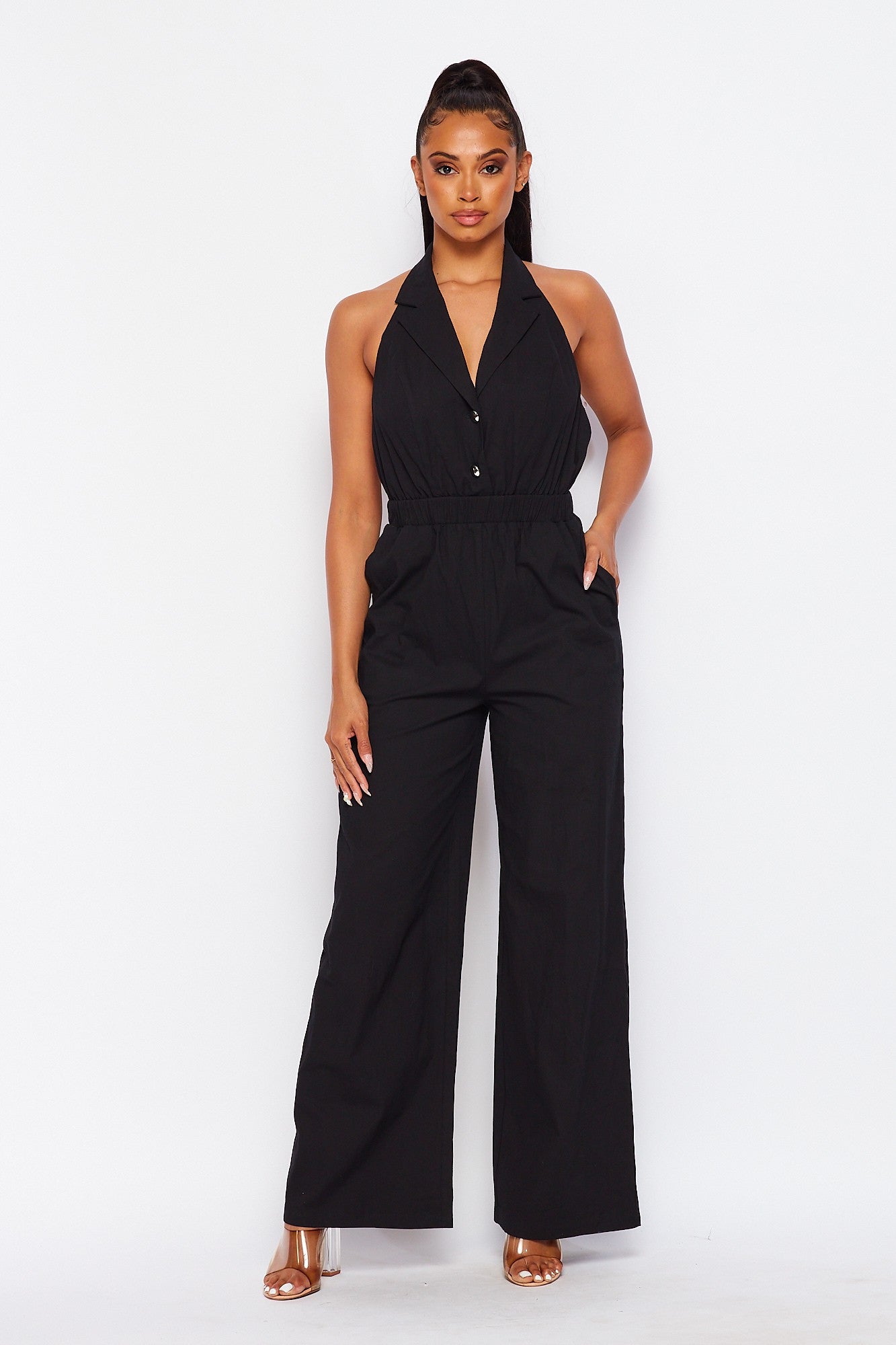 Taylor Halter Collared Jumpsuit