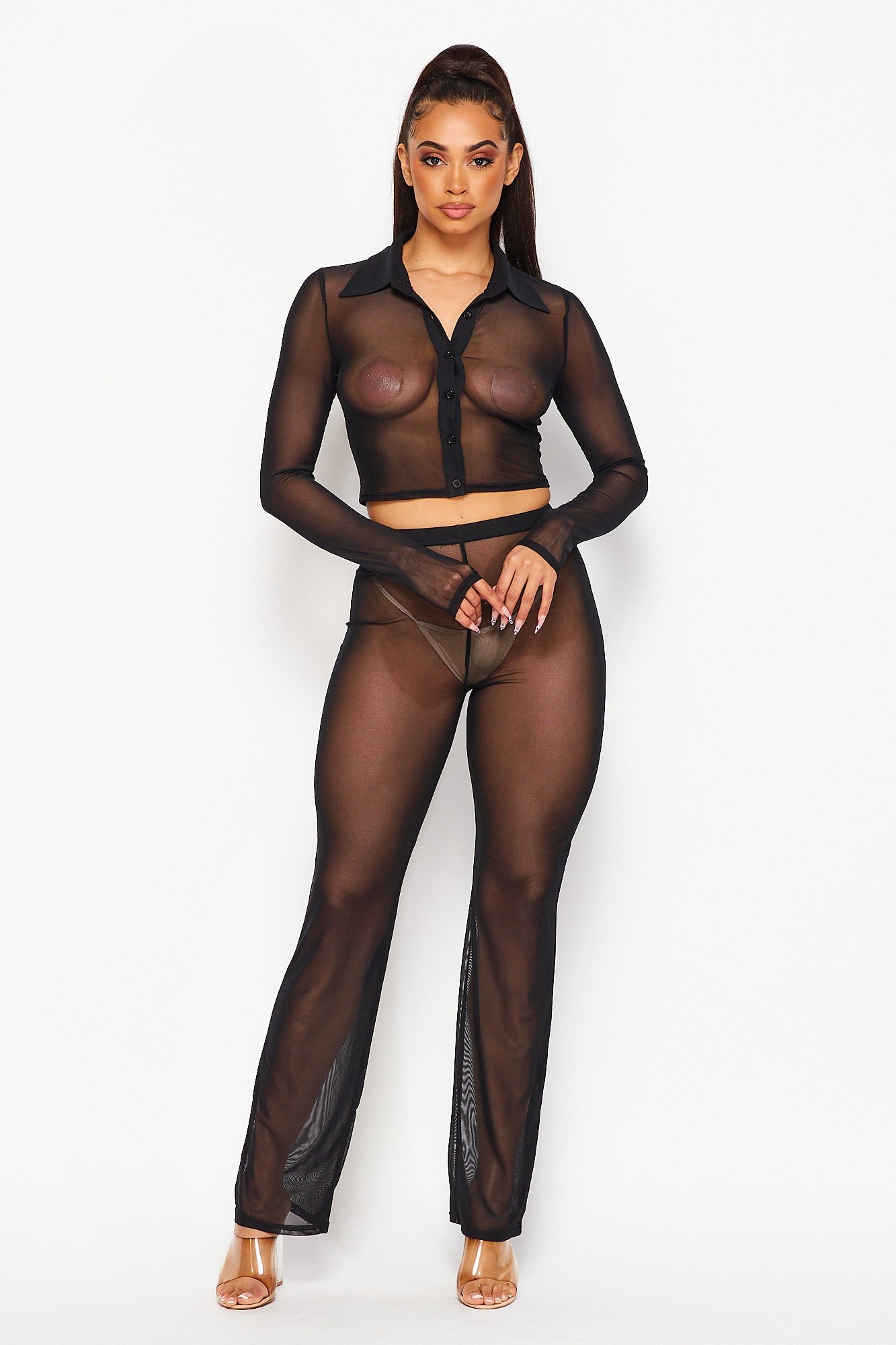 Date Time Mesh Two Piece Set