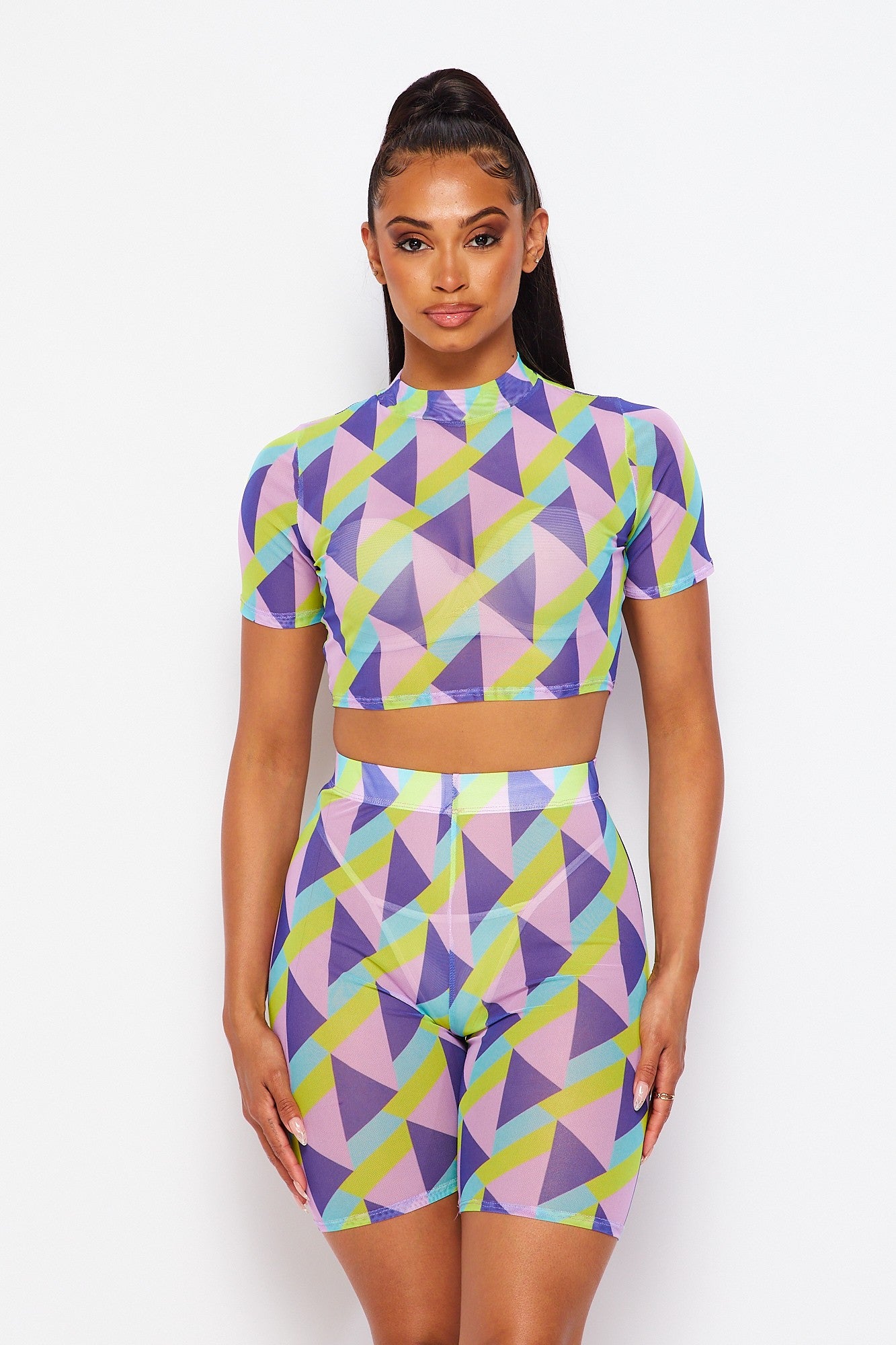 Kenzie Printed Mesh Two Piece Set