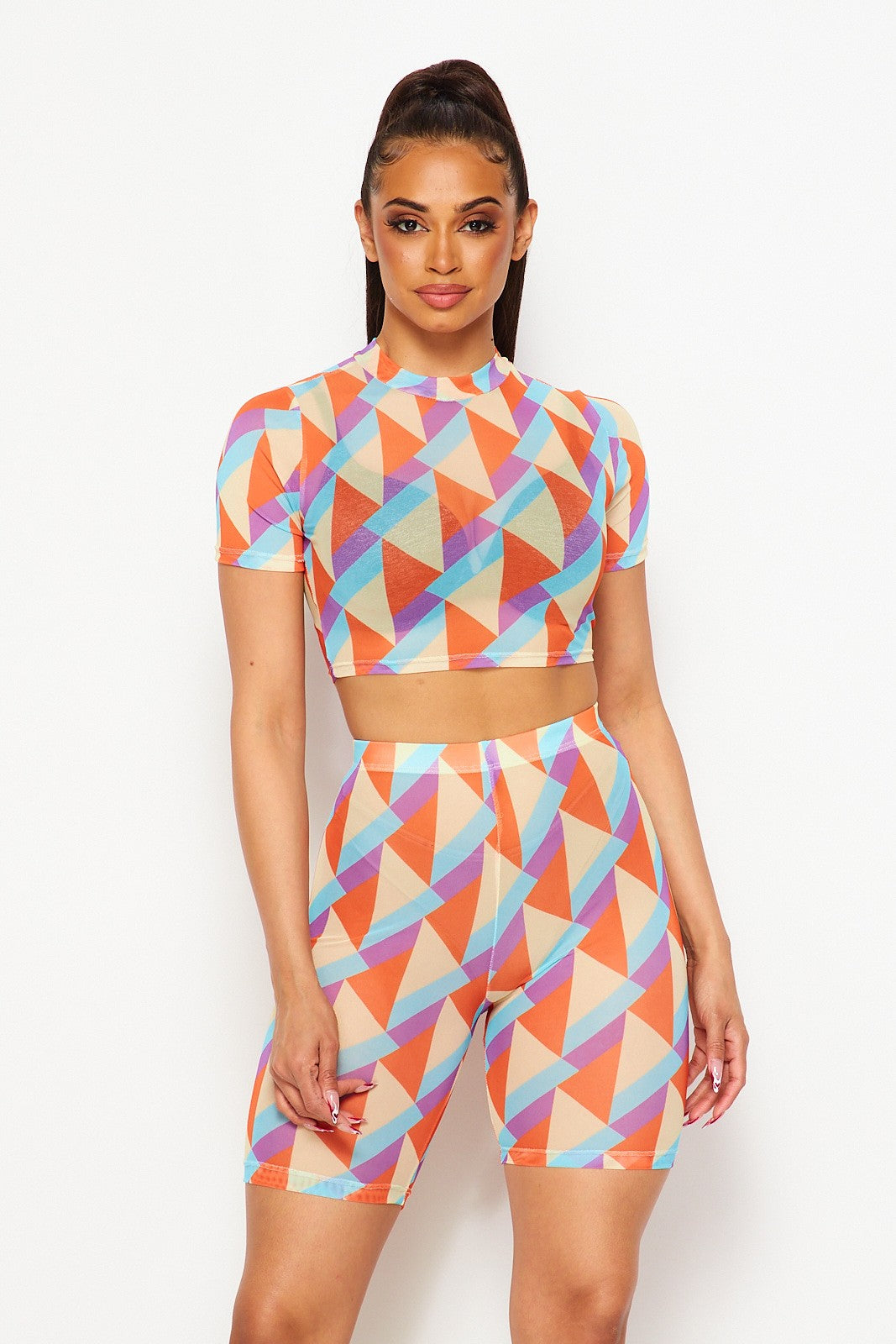 Kenzie Printed Mesh Two Piece Set