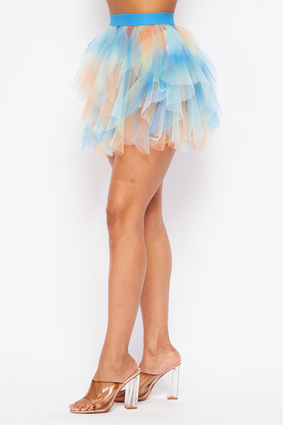 Care Free Layered Tiered Tulle Mesh Mini Skirt