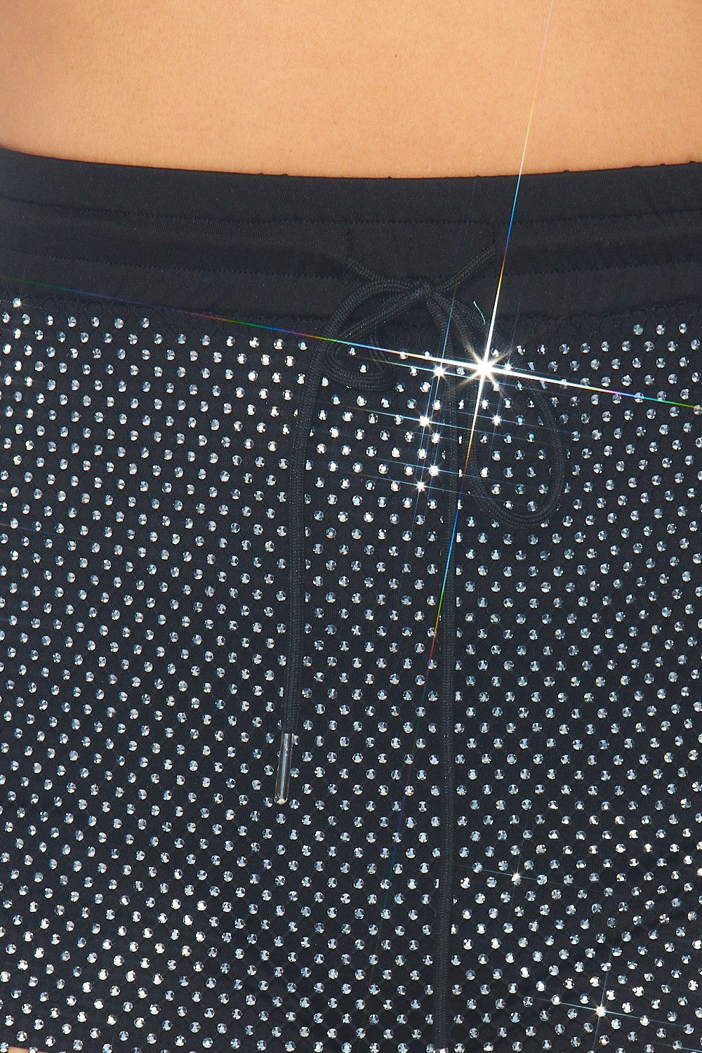 One For All Rhinestone Mesh Overlay Active Shorts