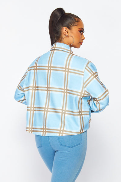 Gwen Boxy Plaid Lightweight Flannel Crop Shacket