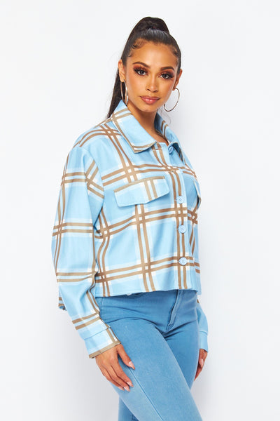 Gwen Boxy Plaid Lightweight Flannel Crop Shacket