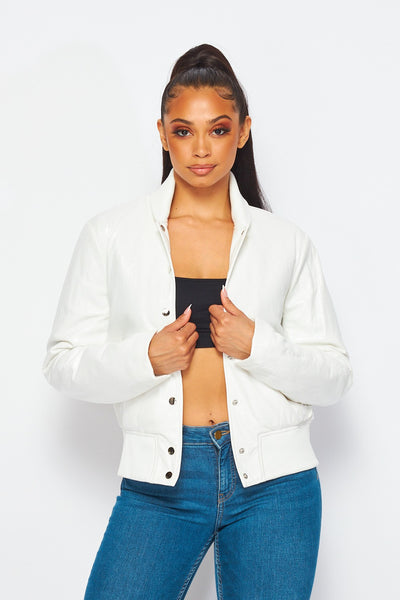 Christine Faux Leather Bomber Jacket