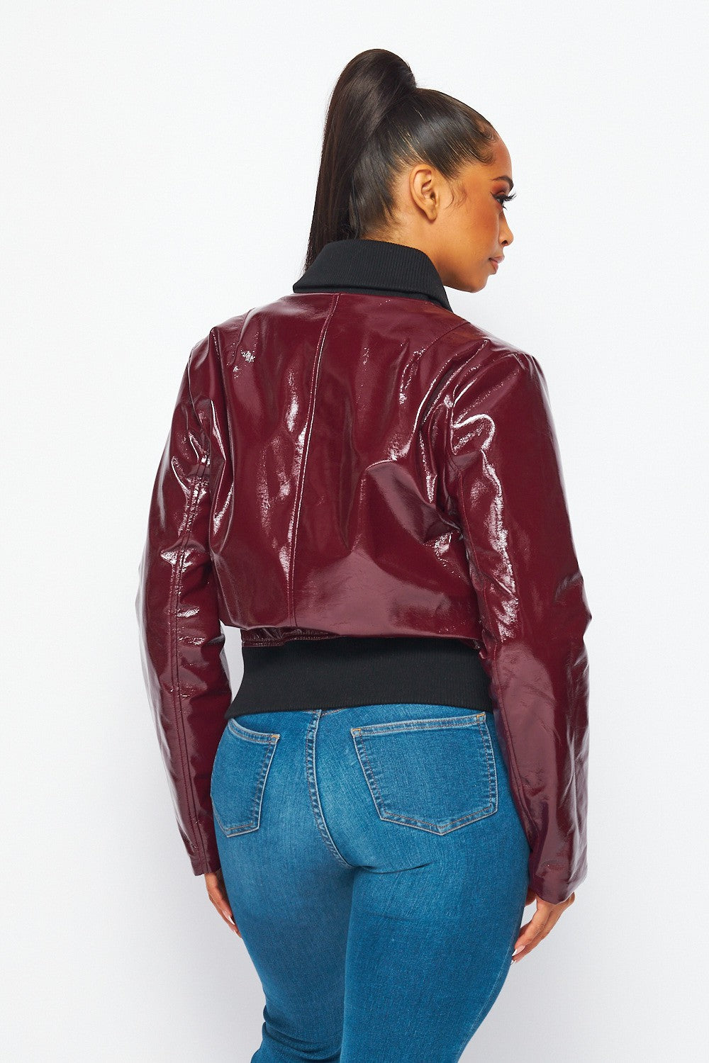 Christine Faux Leather Bomber Jacket