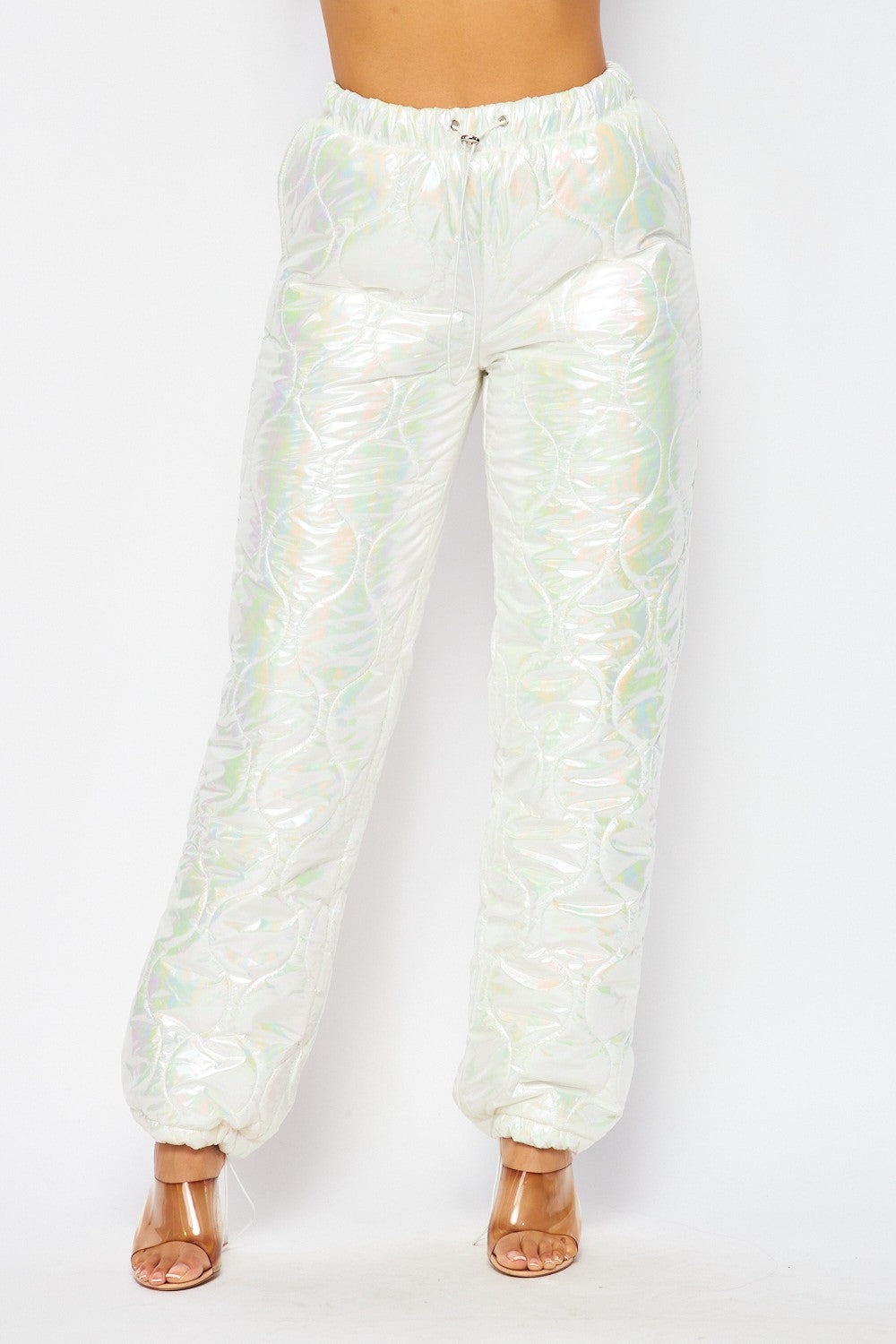 Teagan Foil Quilted High Waisted Jogger Pants
