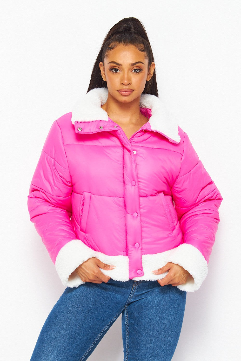Everly Sherpa Lined Nylon Puffer Jacket