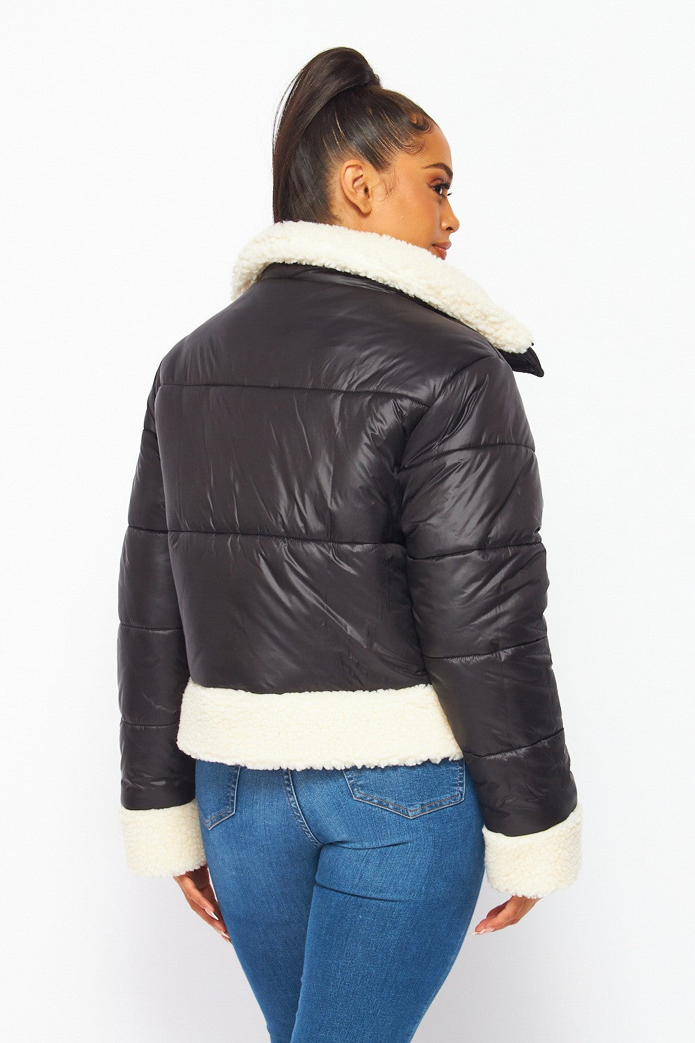 Everly Sherpa Lined Nylon Puffer Jacket