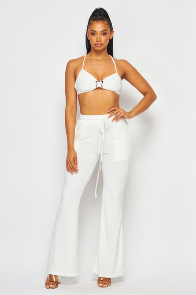 Aurora Terry Two Piece Bell Bottom Pant Set