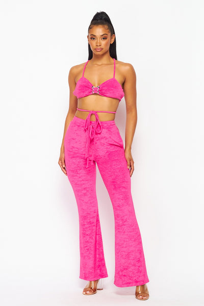 Aurora Terry Two Piece Bell Bottom Pant Set