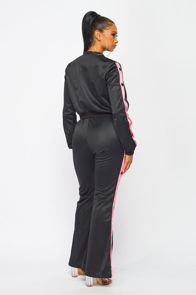 Sonya Flare Leg Stripe Track Pants Jogger Set