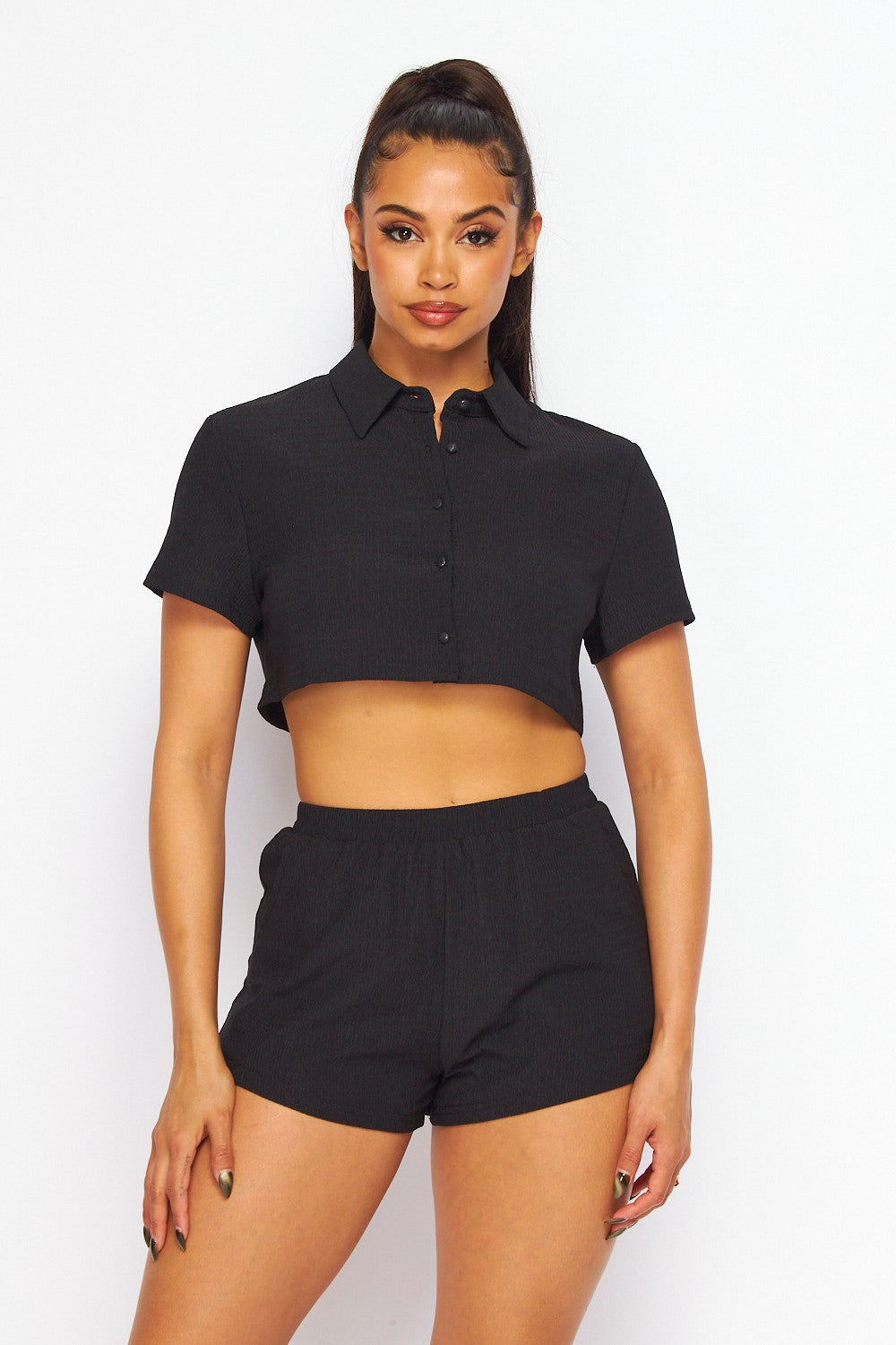 Chill Out Two Piece Crop Top Short Lounge Set