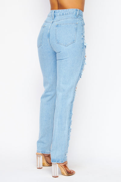 Trust Me Ripped and Distressed Denim Jean Pants
