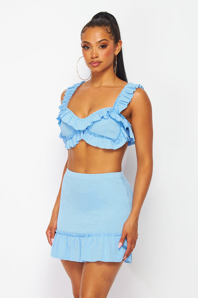 Just the Two of Us Two Piece Ruffle Hem Skirt Set