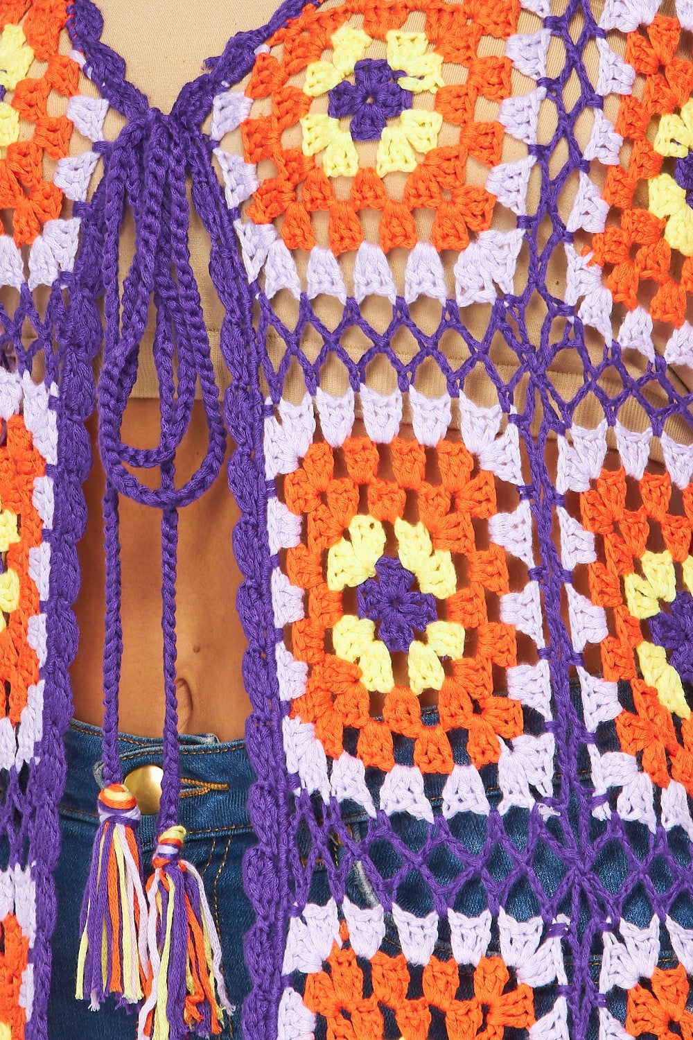 Wall Flower Crochet and Fringe Long Cardigan