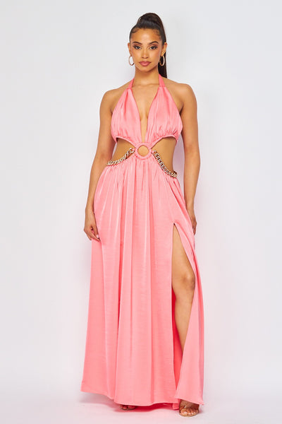 Always Poised Halter Neck Maxi Dress with Cutouts