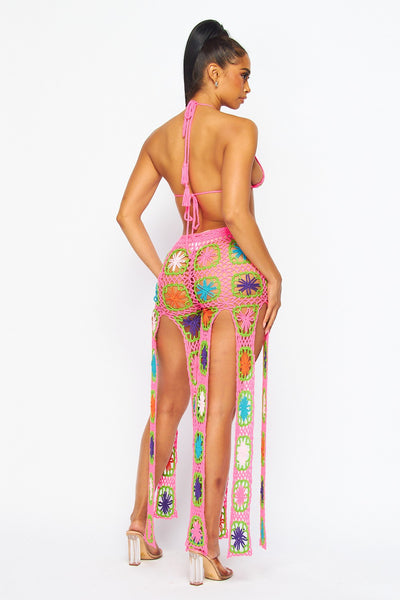 Oasis Colorful Crochet Short Pant and Bra Set