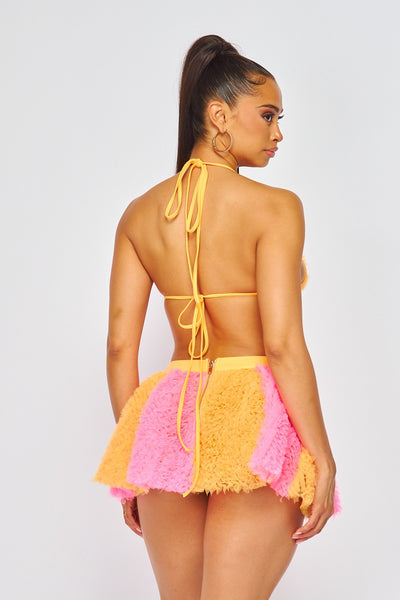 Rave About Me Two Tone Tulle Bra And Skirt Set