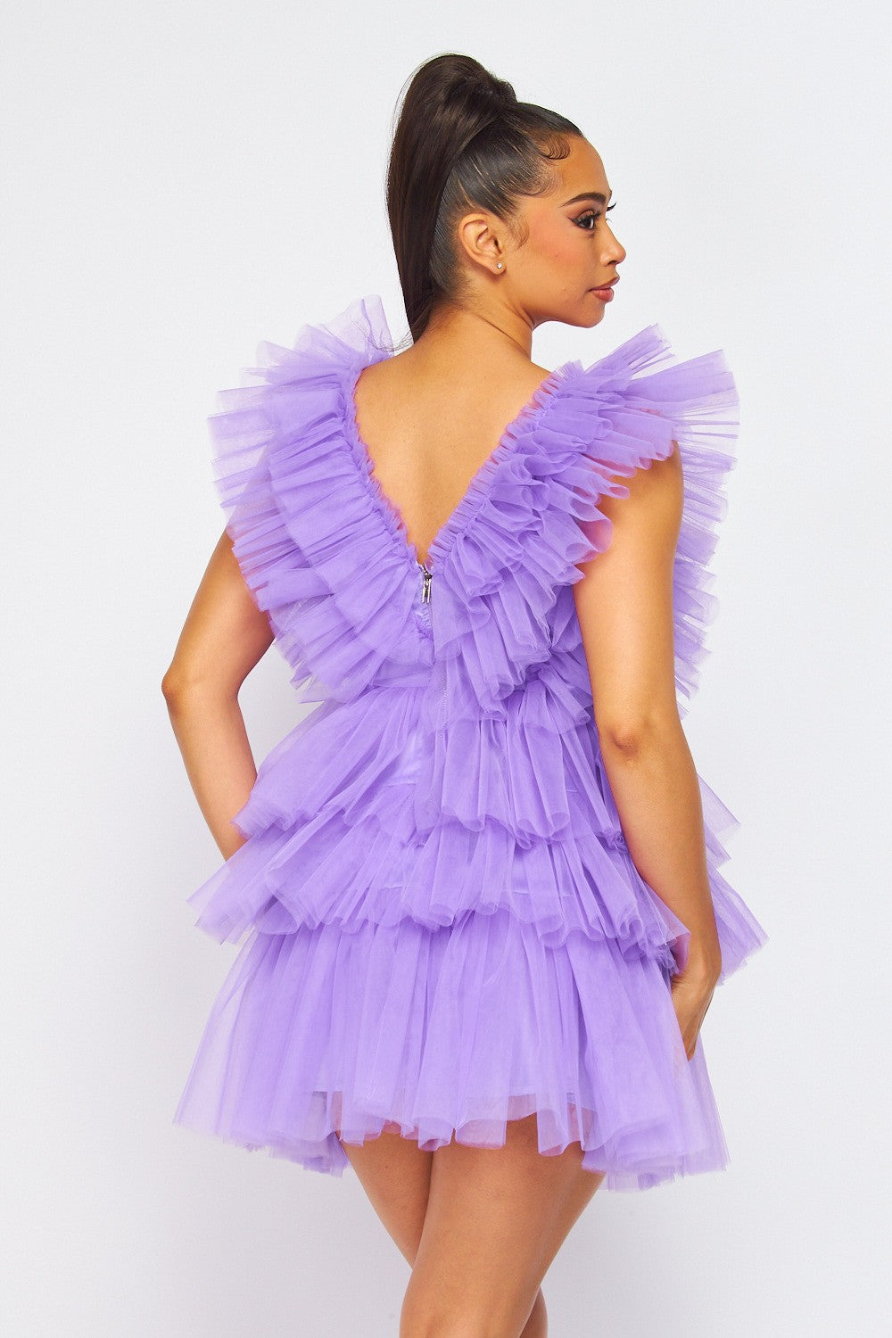Center of Attention Tulle Tiered Mini Dress