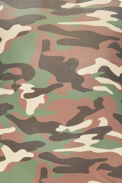 Libertee Army Camo Print Mesh Midi Tube Dress