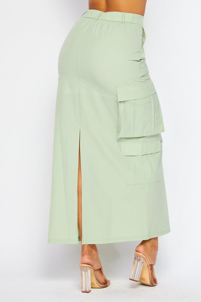Ladies First Nylon Cargo Pocket Maxi Skirt