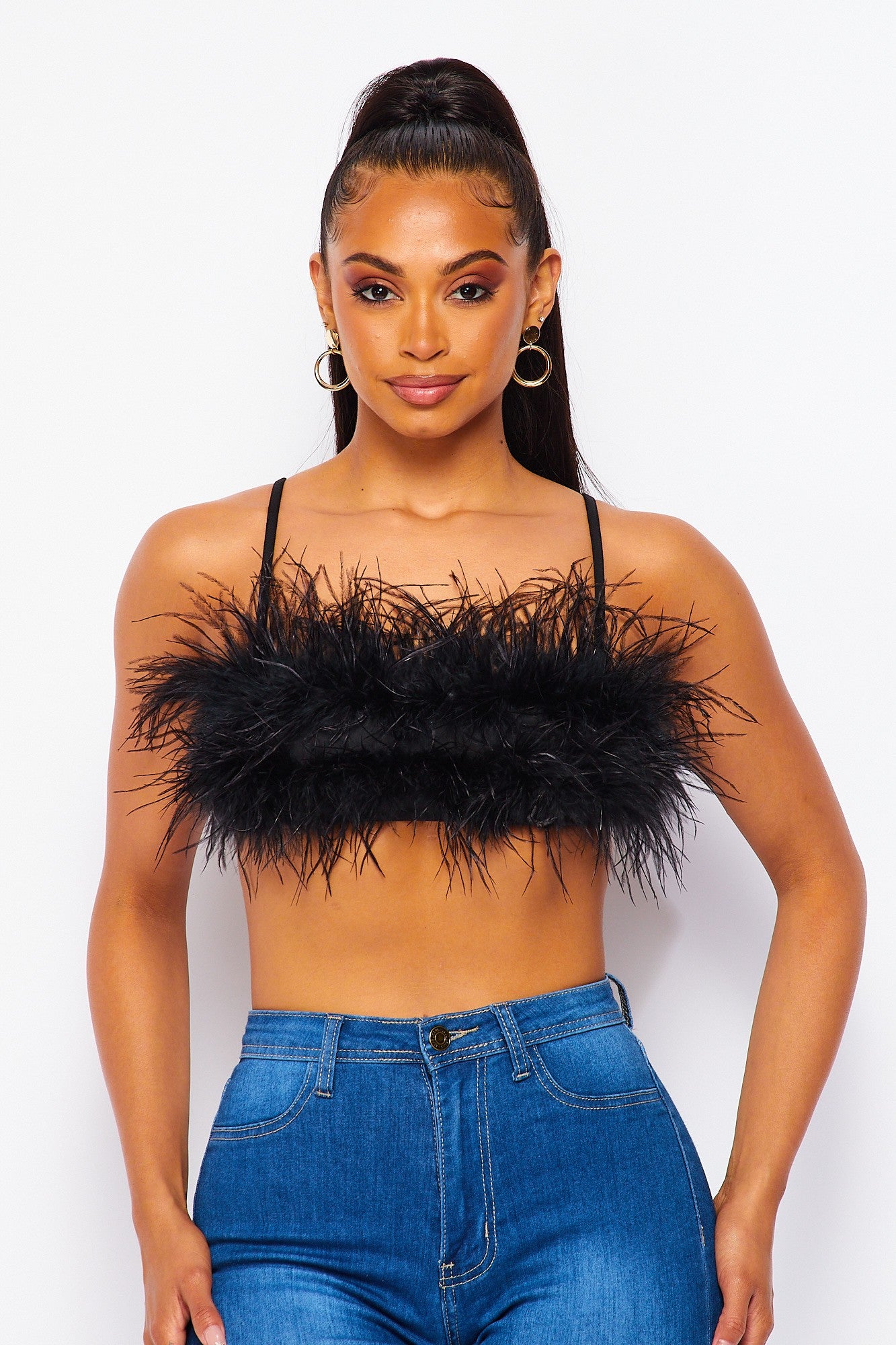 Float to Love Feather Cami Crop Bralette Top