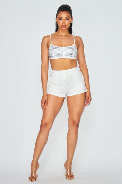 More To Love Rhinestone Cami and Shorts Lounge Set